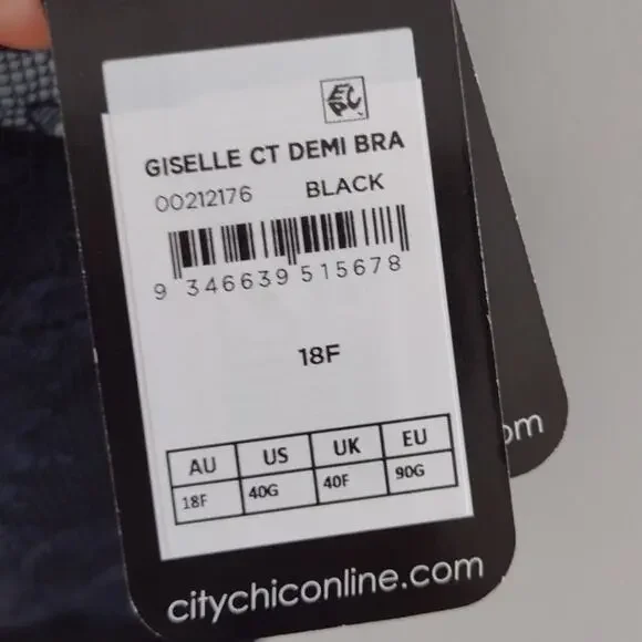 NWT City Chic Women's Size 40G Giselle Contour Underwired Demi Bra Black Lace - Picture 3 of 9